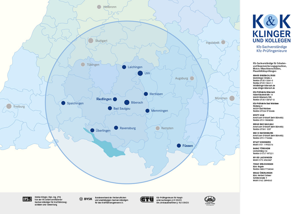 Gebietskarte 2025 Klinger und Kollegen